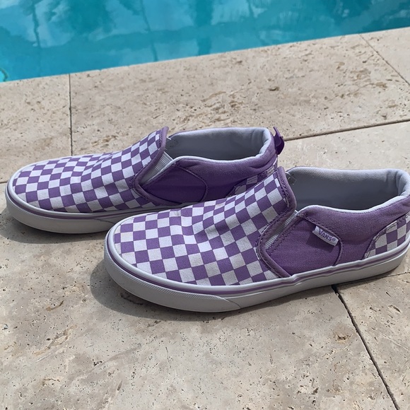 Purple & White Checkered Vans Size 5 - Picture 2 of 10